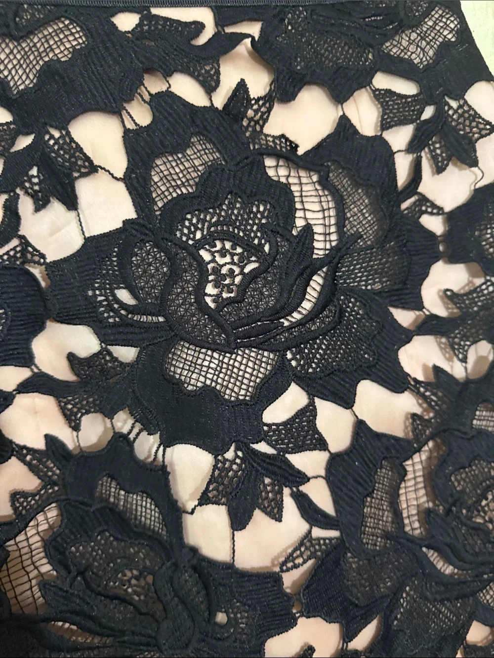 Alexis Black Lace Overlay Skater Skirt with Blush Underlay Size Small